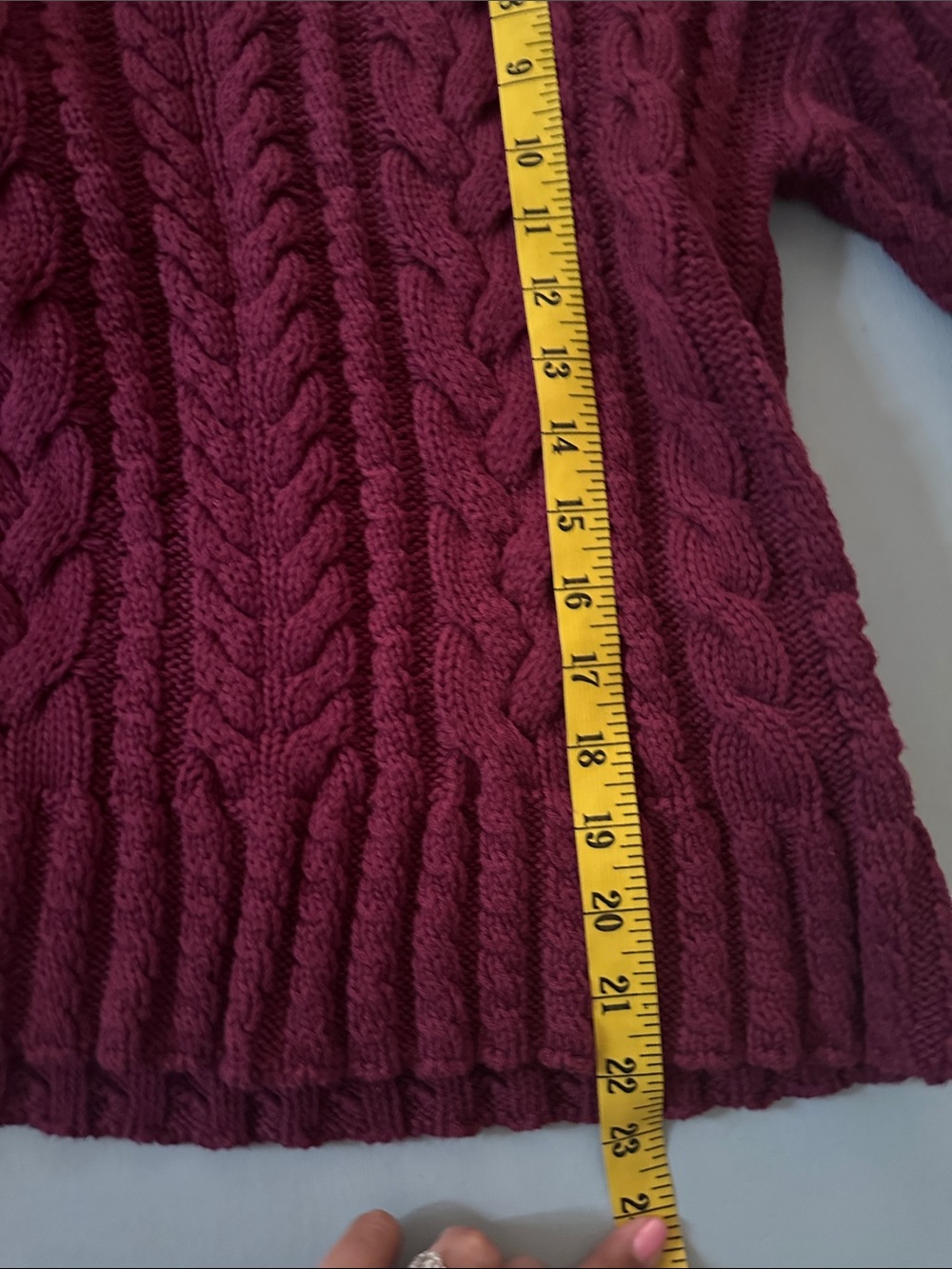 J. Crew Cable Knit Sweater M Chunky Fisherman Burgundy Wine Classic Preppy - Picture 7 of 8